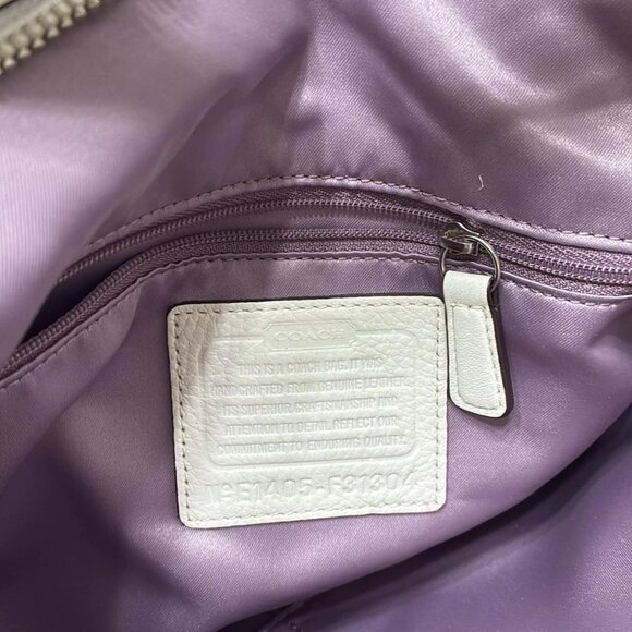 Auth COACH Park Color Block Hobo F31304 White Gray Leather - Handbag - Picture 8 of 12